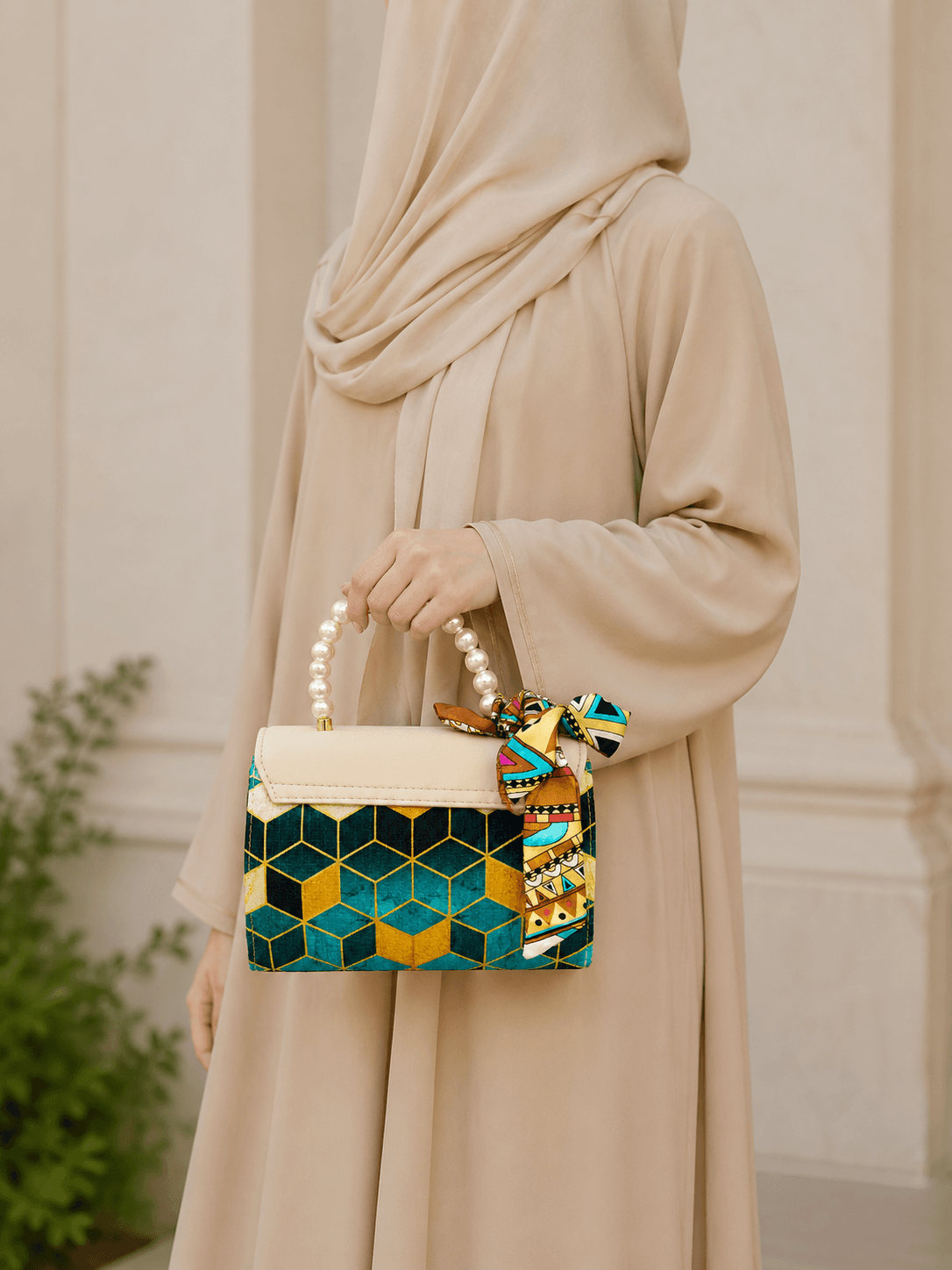 Floral Hand White Bag