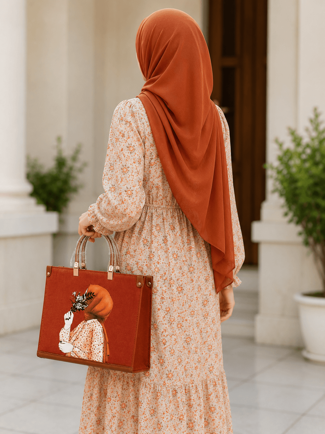 Hijabi Art Premium Tote Bag – Classic Brown Edition