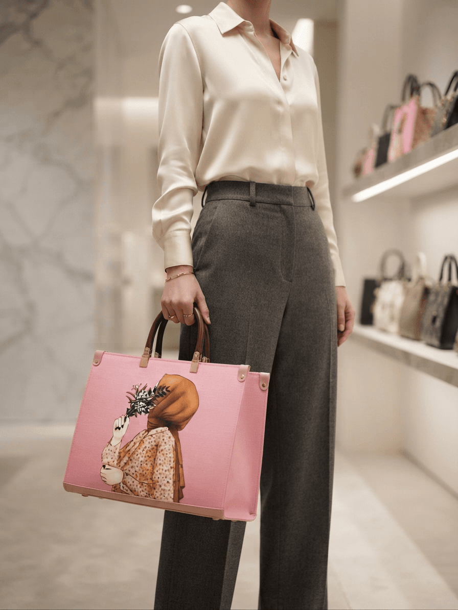 Hijabi Art Premium Tote Bag – Classic Pink Edition